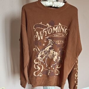 Wyoming Cowboy Graphic Brown Sweatshirt